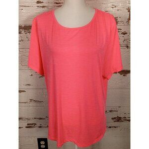 ZYIA ACTIVE Flamingo Stripe Short Sleeve Tee Pink Size XXXL NWOT
